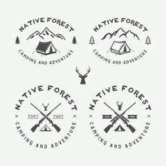 Set of vintage camping outdoor and adventure logos, badges