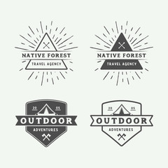 Set of vintage camping outdoor and adventure logos, badges