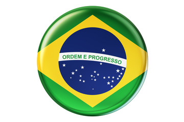 Badge with flag of Brazil, 3D rendering