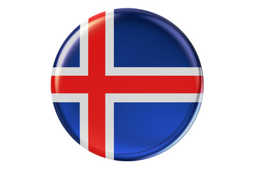 Badge with flag of Iceland, 3D rendering