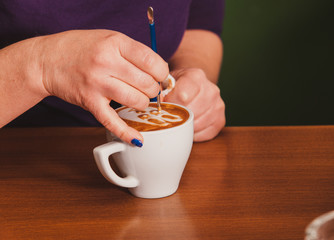 Latte art on the cup