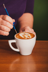 Latte art on the cup