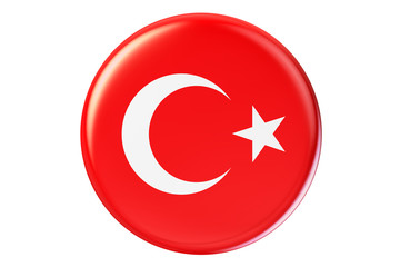 Badge with flag of Turkey, 3D rendering