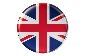 Badge with flag of United Kingdom, 3D rendering