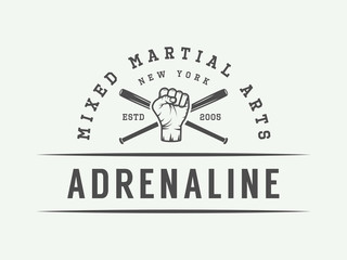 Vintage mixed martial arts logo, badge or emblem.