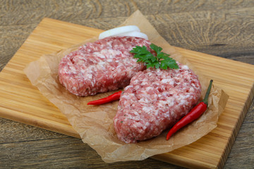 Raw burget cutlet