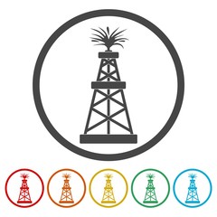 Oil rig icons set 