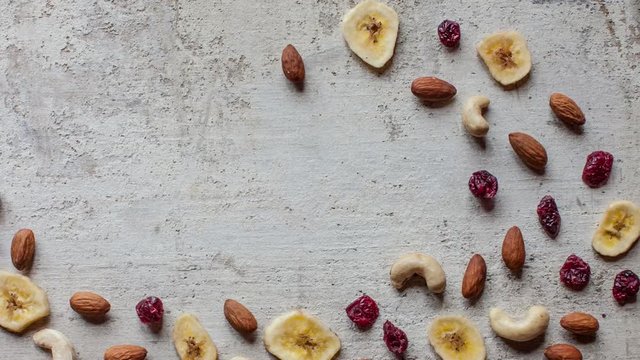 Dried fruit and nut background animation