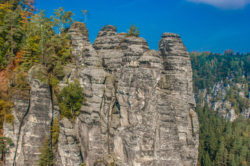 Fototapeta na wymiar Landscape in the national park of the saxonian suisse
