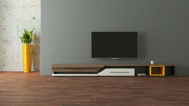 Modern Tv Stand With Wall Design