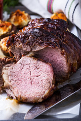 Homemade rib-eye boneless roast beef