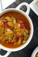 letcho with paprika, zucchini and champignon mushroom