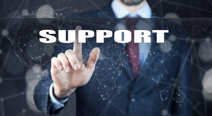 man hand on support in screen