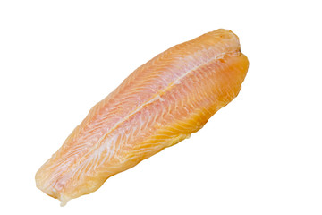 Fish fillet pangasius from Vietnam on a white background. Insula