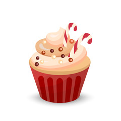 Sweet food chocolate creamy cupcake set isolated vector illustration