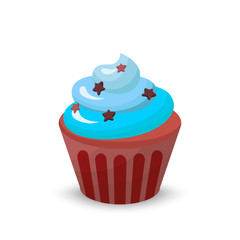 Sweet food chocolate creamy cupcake set isolated vector illustration