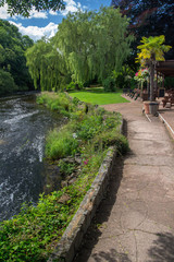 path in the courtyard of the pub of the river Exe. Devon. England