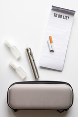 concept - dangers of smoking and electronic cigarette top view