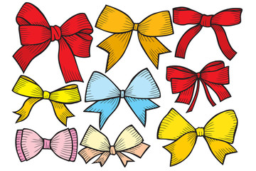 Set of bows, hand drawn