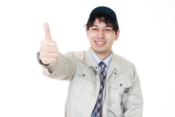 ガッツポーズの宅配人
