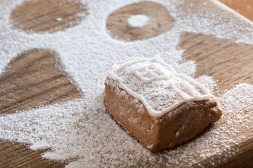 Small gingerbread cookie covered with sugar