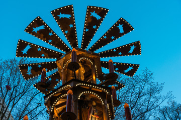Christmas pyramid on a German Christmas Market at berlin