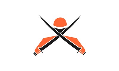 American Ninja armed Japanese samurai