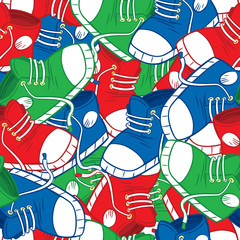 seamless pattern with multi-colored sports shoes