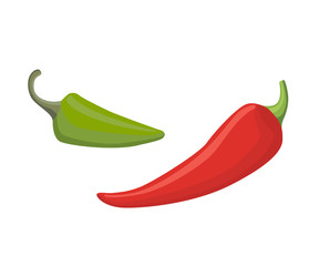 Vector Set of Colored Green and Red Sweet Bulgarian Peppers, Paprika Isolated