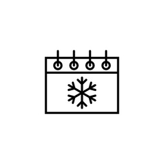 calender date schedule desember snowflake winter xmas christmas date holiday celebration appointment line black icon on white background