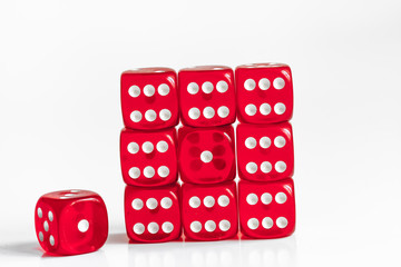 concept luck - dice gambling on white background