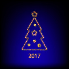 Fototapeta na wymiar Decorated Christmas tree vector illustration