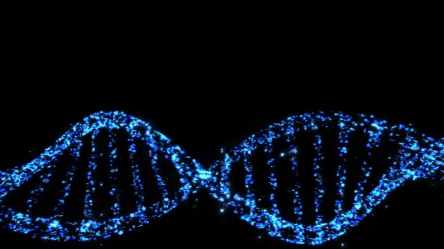 Rotating DNA, Genetic engineering scientific concept, blue tint. 4K
