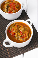 letcho with paprika, zucchini and champignon mushroom