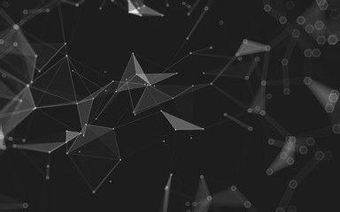 Abstract polygonal space low poly dark background, 3d rendering