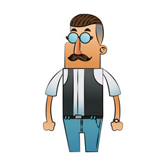 Hipster man cartoon icon. Male avatar person people and human theme. Isolated design. Vector illustration