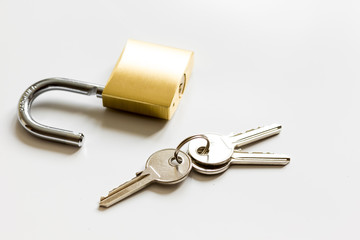 concept data protection metal chain on white background