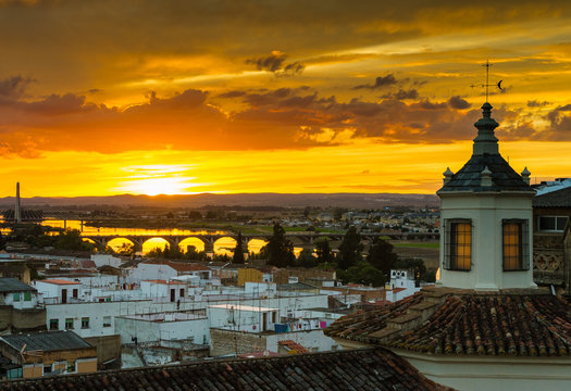 A sunset over Badajoz city, Extremadura