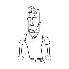 Hipster man cartoon icon. Male avatar person people and human theme. Isolated design. Vector illustration