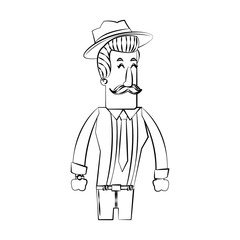 Hipster man cartoon icon. Male avatar person people and human theme. Isolated design. Vector illustration