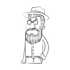 Hipster man cartoon icon. Male avatar person people and human theme. Isolated design. Vector illustration
