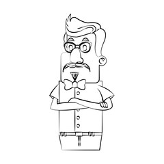 Hipster man cartoon icon. Male avatar person people and human theme. Isolated design. Vector illustration