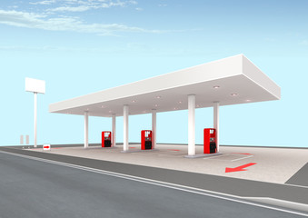 Gas station 3D rendering