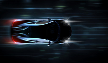 Obraz premium Szybki samochód sportowy czarny - futurystyczny koncepcji (z nakładką grunge) - 3d ilustracji