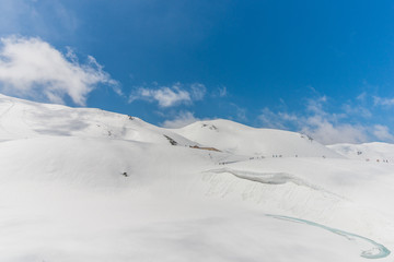 Obraz premium High mountains under snow with clear blue sky