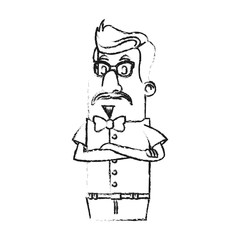 Hipster man cartoon icon. Male avatar person people and human theme. Isolated design. Vector illustration