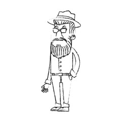 Hipster man cartoon icon. Male avatar person people and human theme. Isolated design. Vector illustration