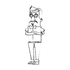 Hipster man cartoon icon. Male avatar person people and human theme. Isolated design. Vector illustration