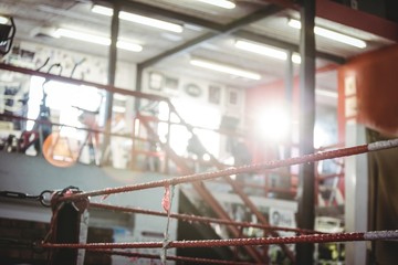 Boxing ring in fitness studio