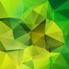 Geometric pattern, polygon triangles vector background in green and yellow tones. Illustration pattern